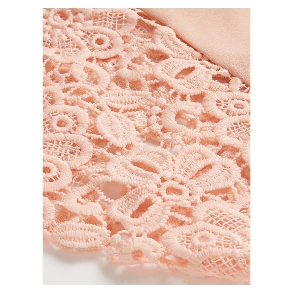 Pink Short Sleeve Floral Lace Blouse Top - Picture 5 of 5